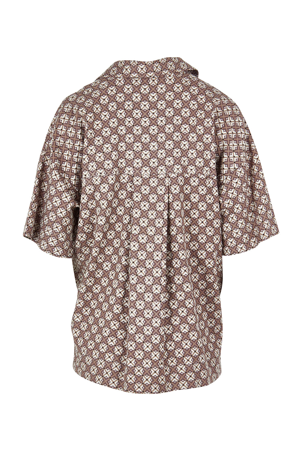 Product shot of the Lui Geo Linen Blend Shirt in colour Luigeo, from the back