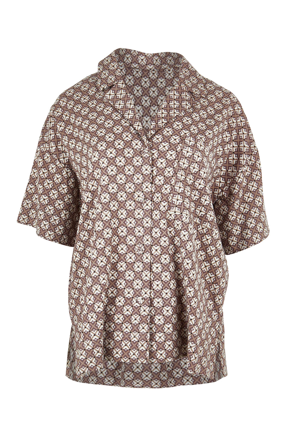 Product shot of the Lui Geo Linen Blend Shirt in colour Luigeo, from the front