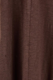 Product shot of the Leisure Recovery Cotton Dress in colour Chocolate, detail