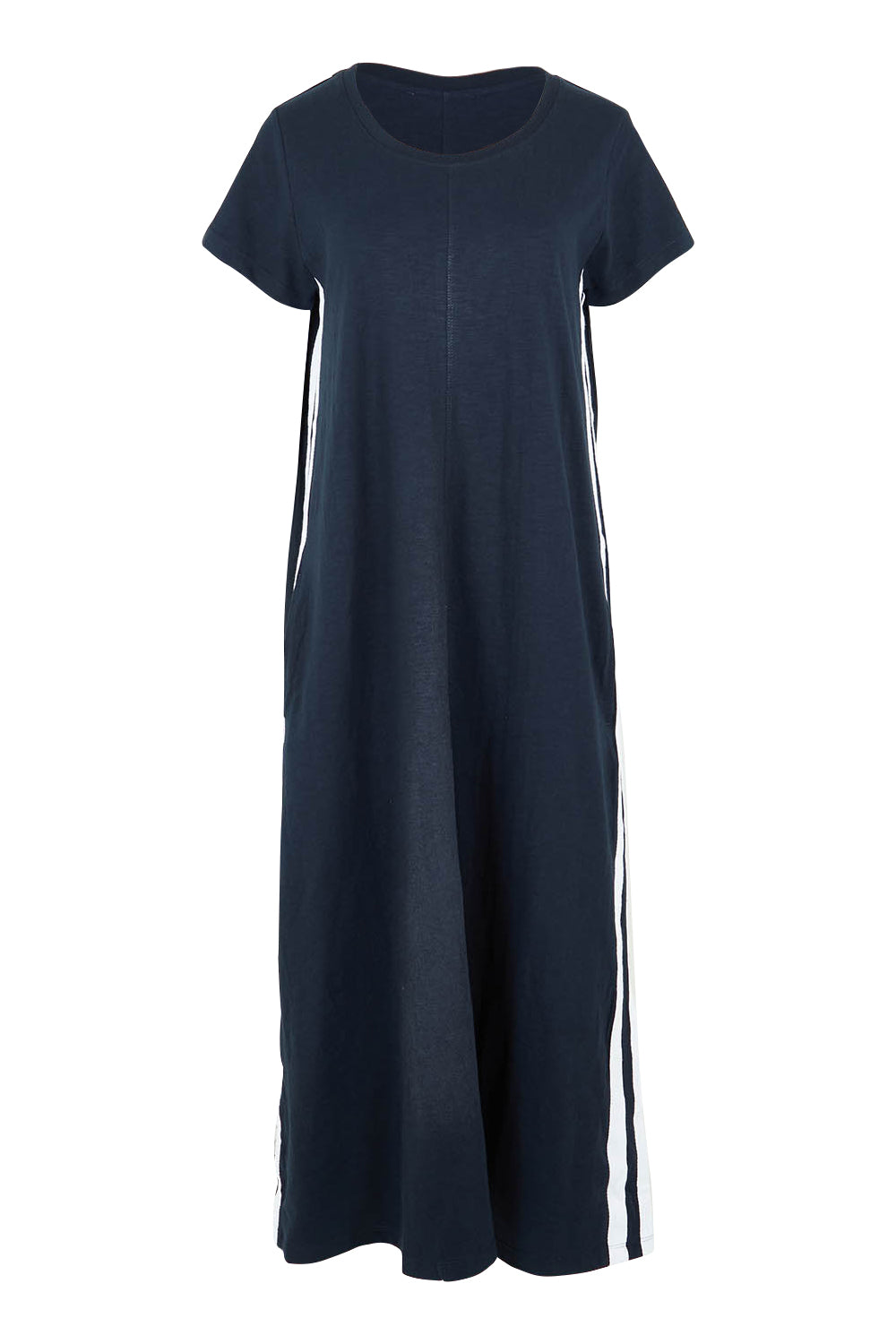 Product shot of the Leisure Recovery Cotton Dress in colour Navy (Blue), from the front