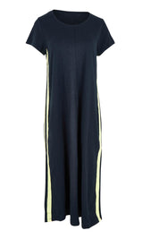 Product shot of the Leisure Recovery Cotton Dress in colour Navyyellow (Blue), from the front