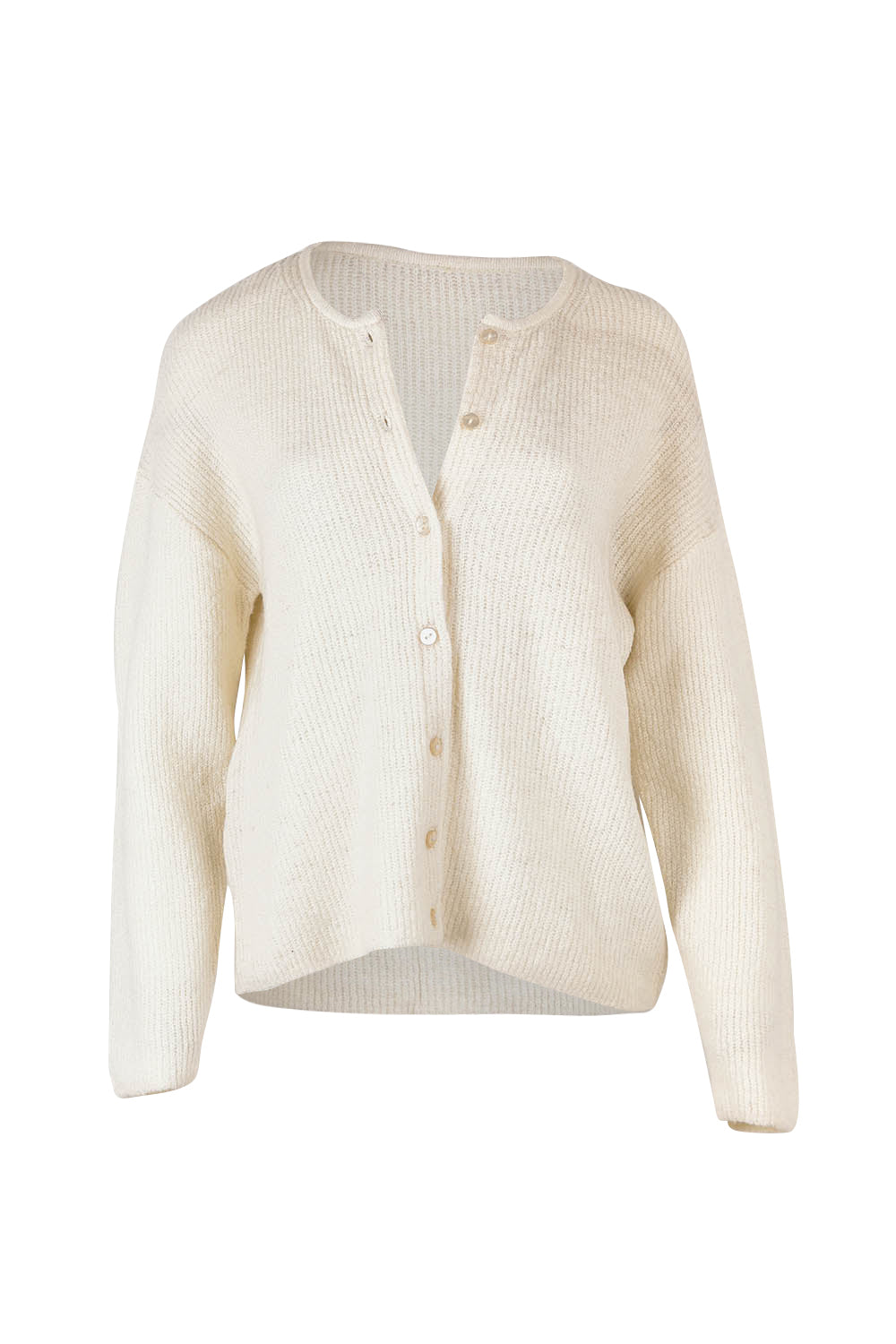 Product shot of the Murphy Knit Cardigan in colour Vinwhite (White), from the front