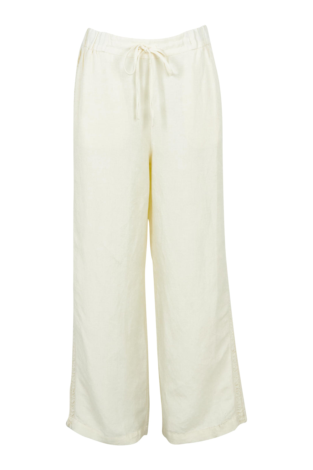 Product shot of the South Linen Blend Pant in colour Vinwhite (White), from the front