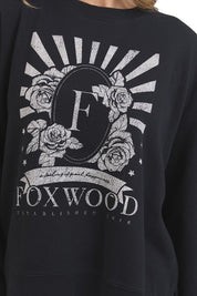 A model wearing the Happiness Cotton Crew in colour Washblack (Black), from the front, cropped image