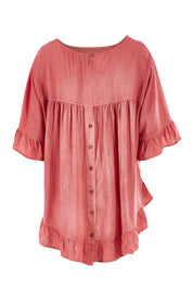 Product shot of the Cassis Top in colour Rose (Pink), from the back