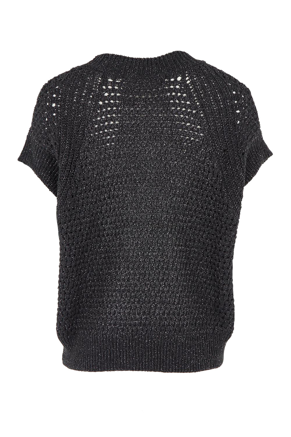 Product shot of the Isla Knit Vest in colour Charcoal (Black), from the back
