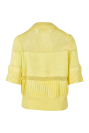 Product shot of the Trevi Cotton Knit Top in colour Lemon, from the back
