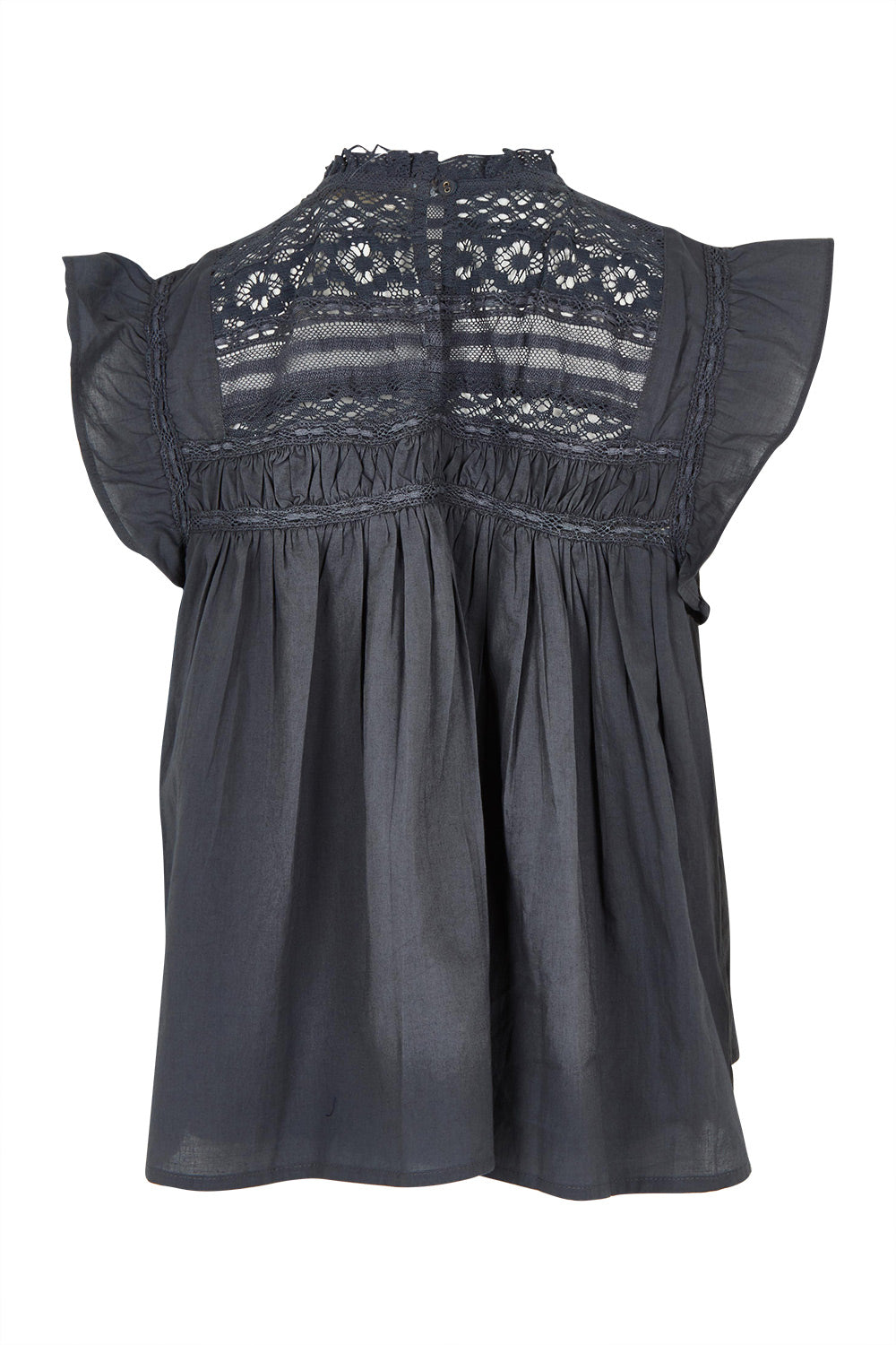 Product shot of the Adelyn Cotton Top in colour Charcoal (Grey), from the back