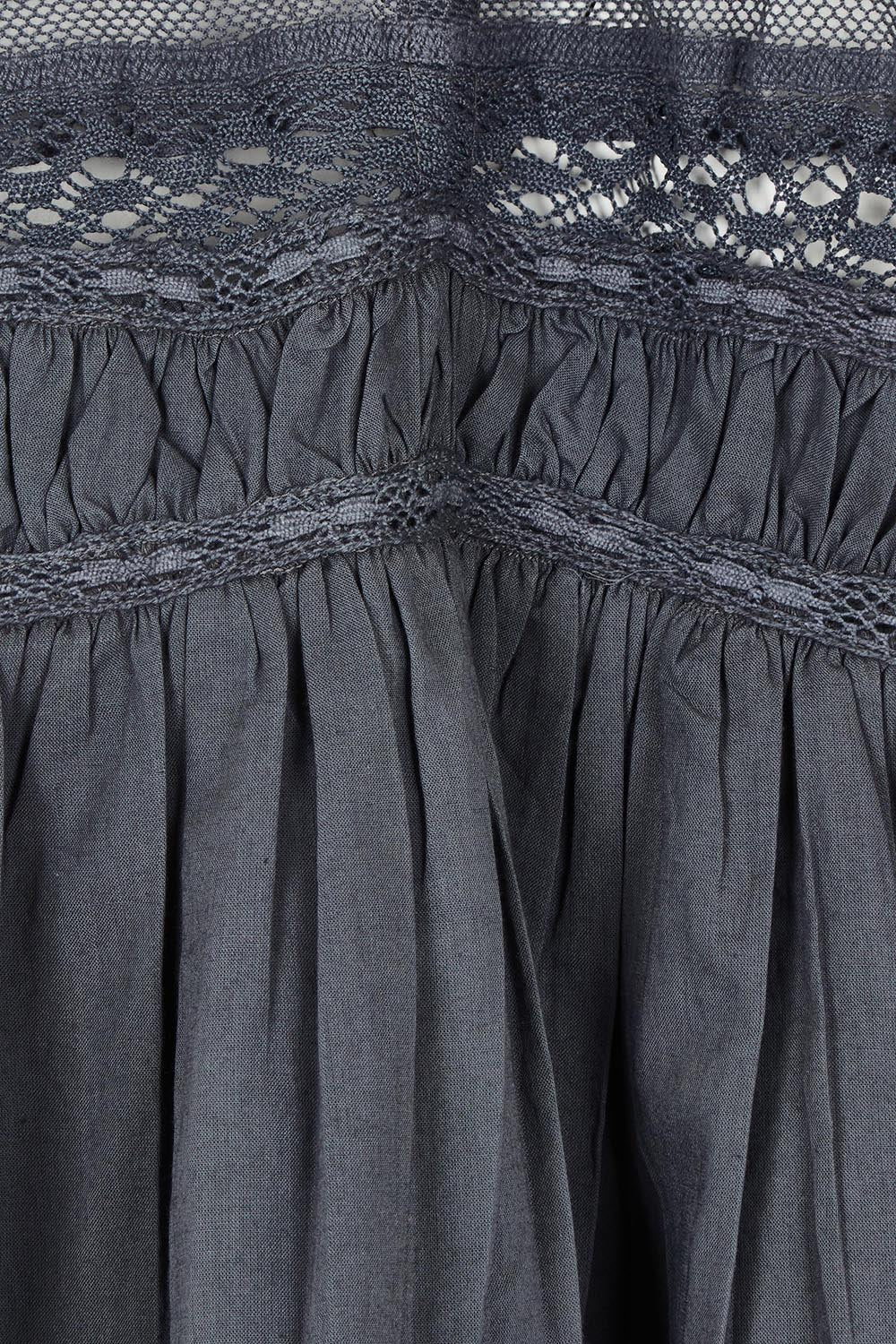 Product shot of the Adelyn Cotton Top in colour Charcoal (Grey), detail
