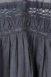 Product shot of the Adelyn Cotton Top in colour Charcoal (Grey), detail