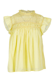 Product shot of the Adelyn Cotton Top in colour Lemon, from the front