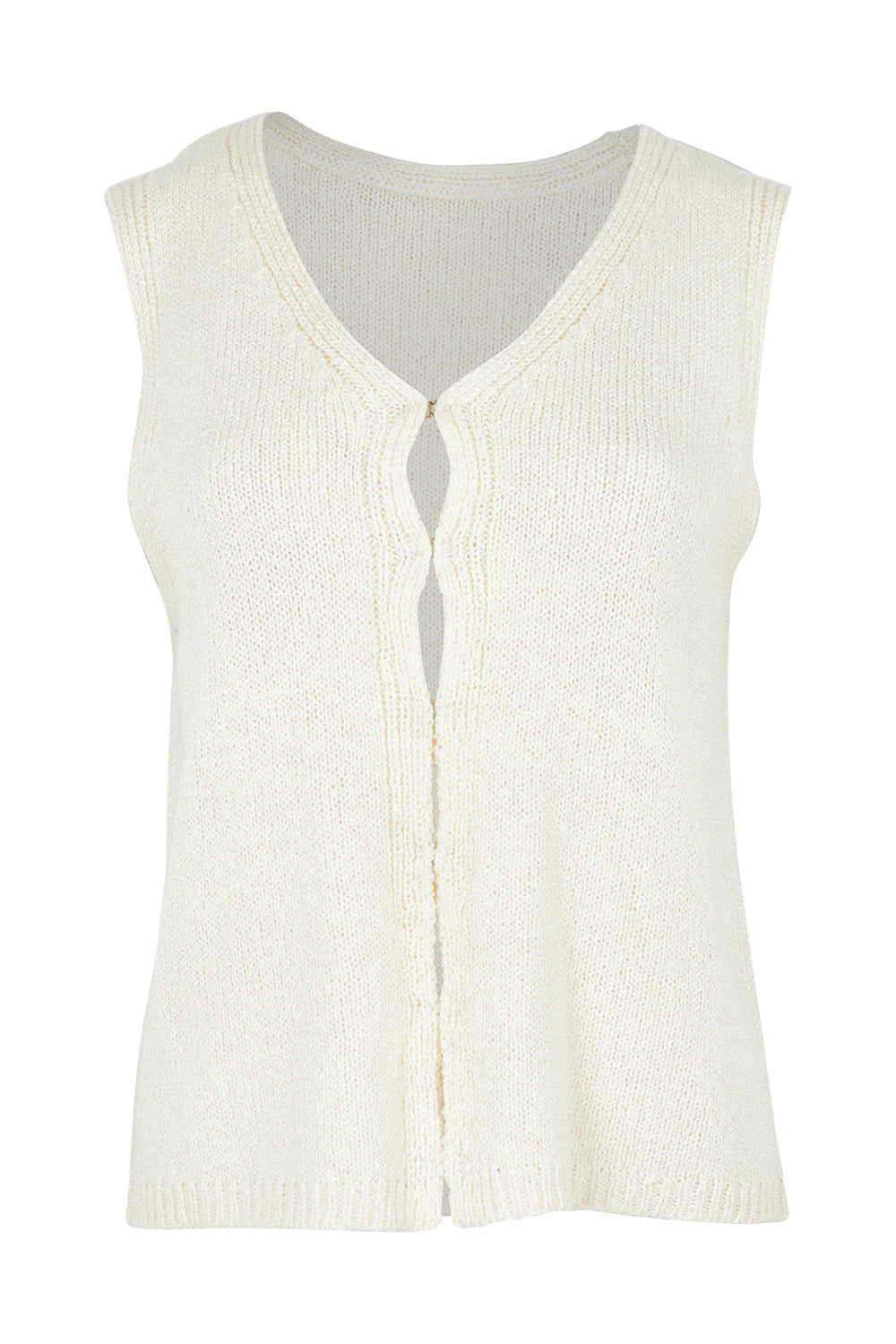 Product shot of the Golden Vest in colour Vinwhite (White), from the front