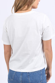 A model wearing the Biarittz Cotton Tee in colour Vinwhite (White), from the back