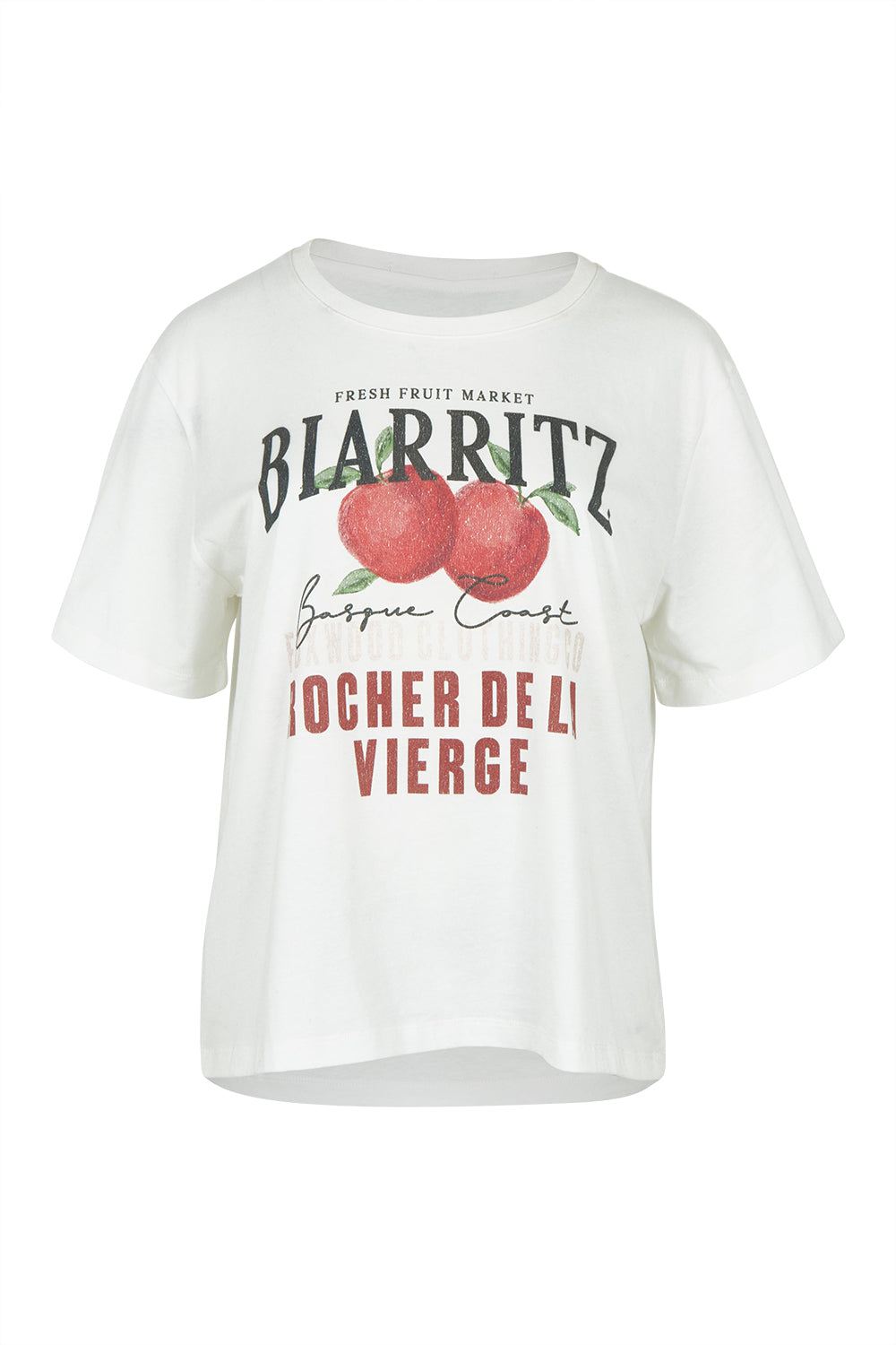 Product shot of the Biarittz Cotton Tee in colour Vinwhite (White), from the front