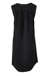 Product shot of the Anara Linen Blend Dress in colour Black (Black), from the back