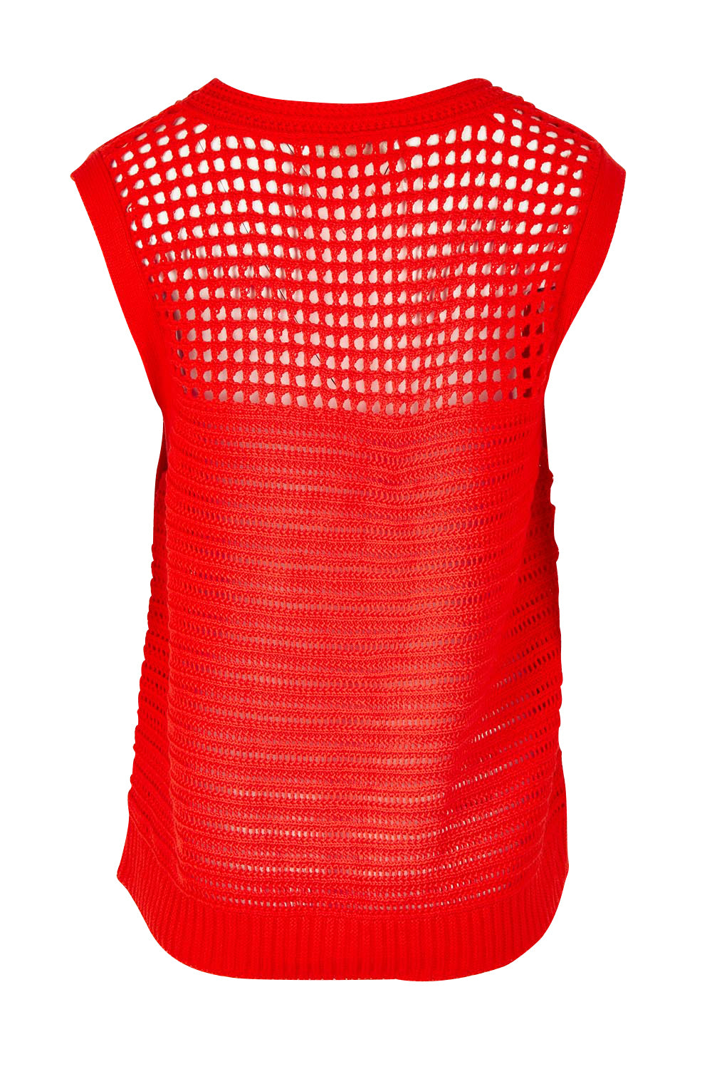 Product shot of the Chilli Cotton Knit Top in colour Tangelo, from the back