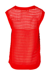 Product shot of the Chilli Cotton Knit Top in colour Tangelo, from the back