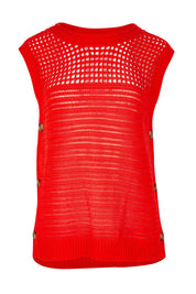 Product shot of the Chilli Cotton Knit Top in colour Tangelo, from the front