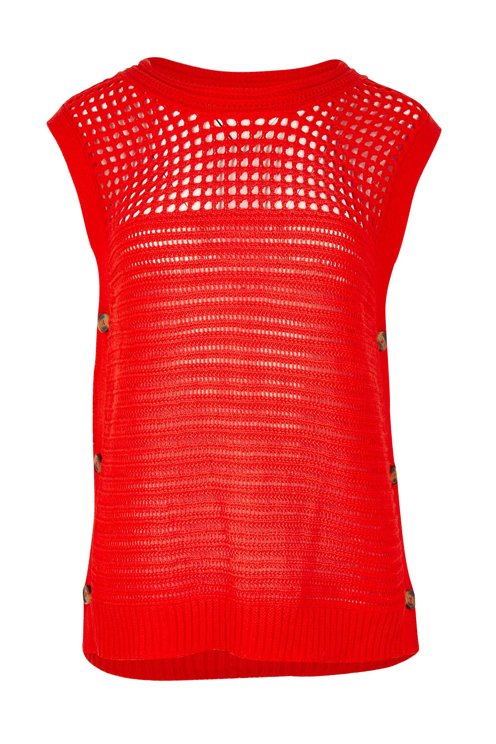 Product shot of the Chilli Cotton Knit Top in colour Tangelo, from the front