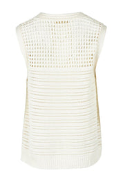 Product shot of the Chilli Cotton Knit Top in colour Vintawhite (White), from the back