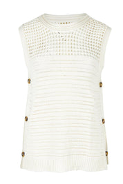 Product shot of the Chilli Cotton Knit Top in colour Vintawhite (White), from the front