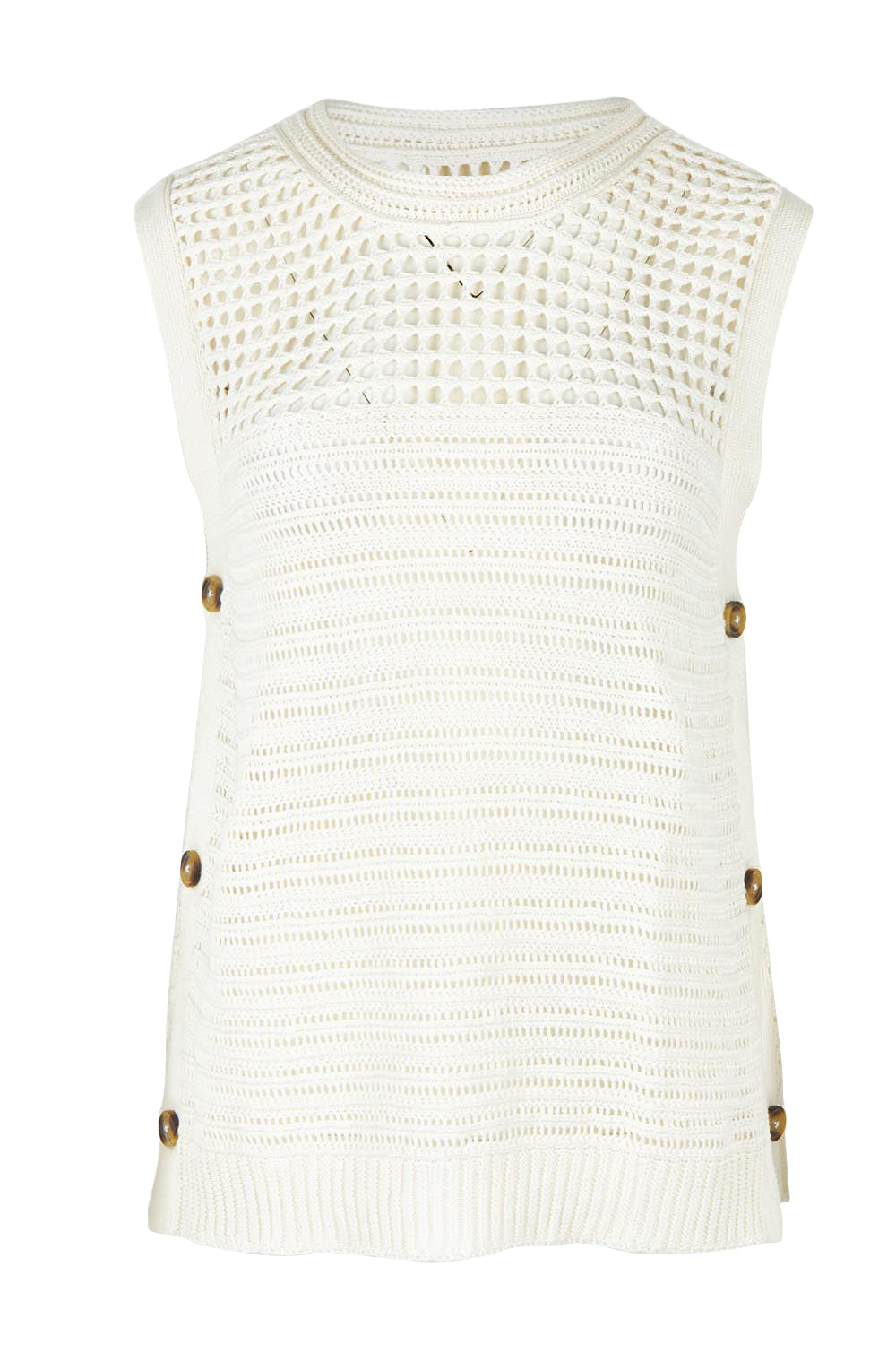 Product shot of the Chilli Cotton Knit Top in colour Vintawhite (White), from the front