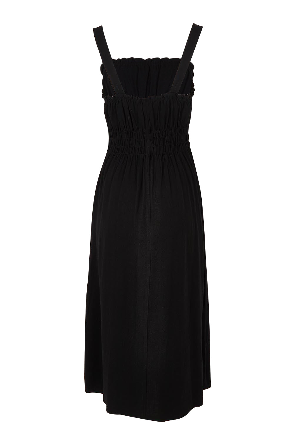Product shot of the Dandelion Cotton Blend Dress in colour Black (Black), from the back