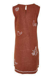 Product shot of the Paradise Cotton Linen Dress in colour Chocolate, from the back