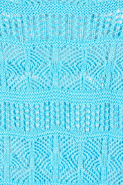 Product shot of the Polperro Cotton Knit Top in colour Azureblue (Blue), detail