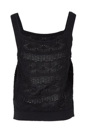 Product shot of the Polperro Cotton Knit Top in colour Black (Black), from the back