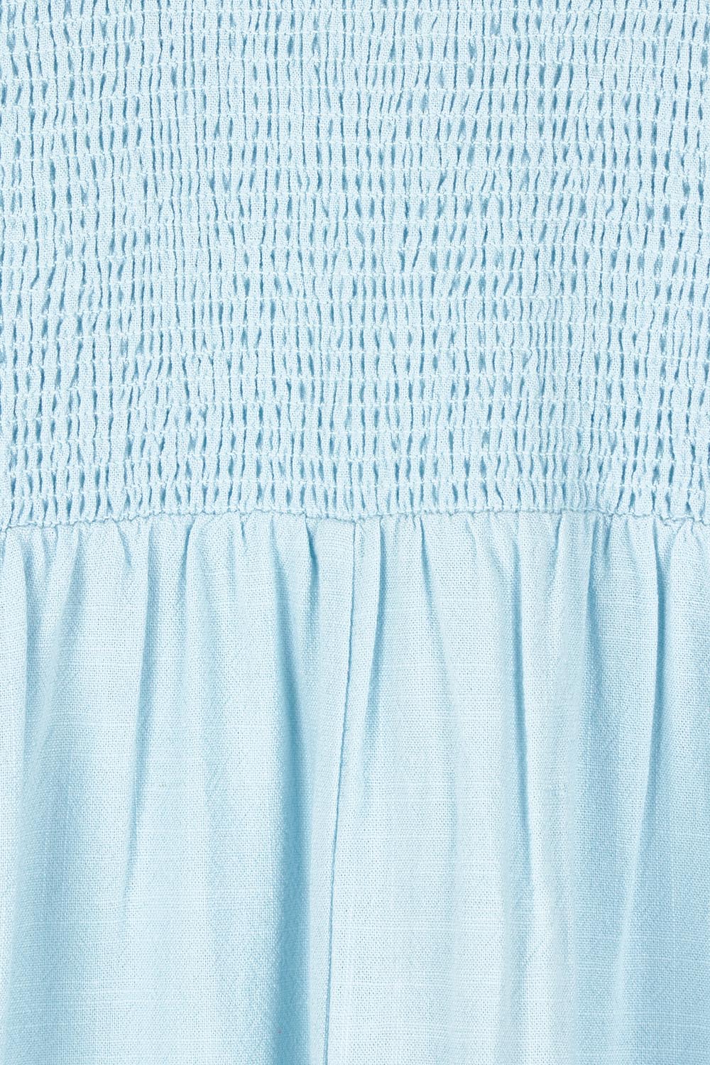 Product shot of the Airlie Cotton Blend Top in colour Crystalblu (Blue), detail