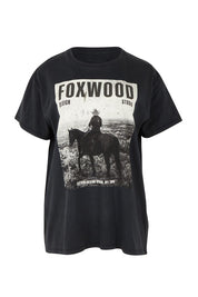 Product shot of the Rodeo Cotton Tee in colour Washedblk (Black), from the front