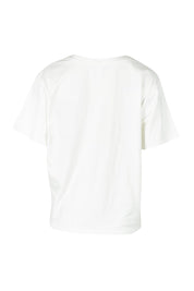 Product shot of the Est 2018 Cotton Tee in colour Vintgwht (White), from the back