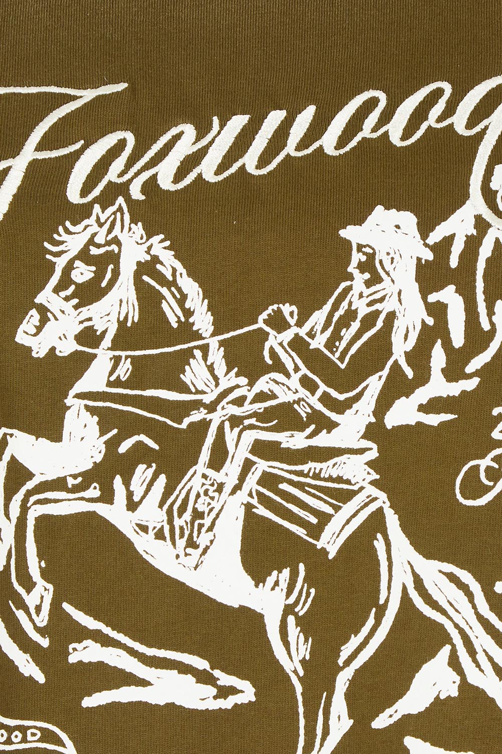 Product shot of the Arlington Cotton Tee in colour Darkolive (Green), detail