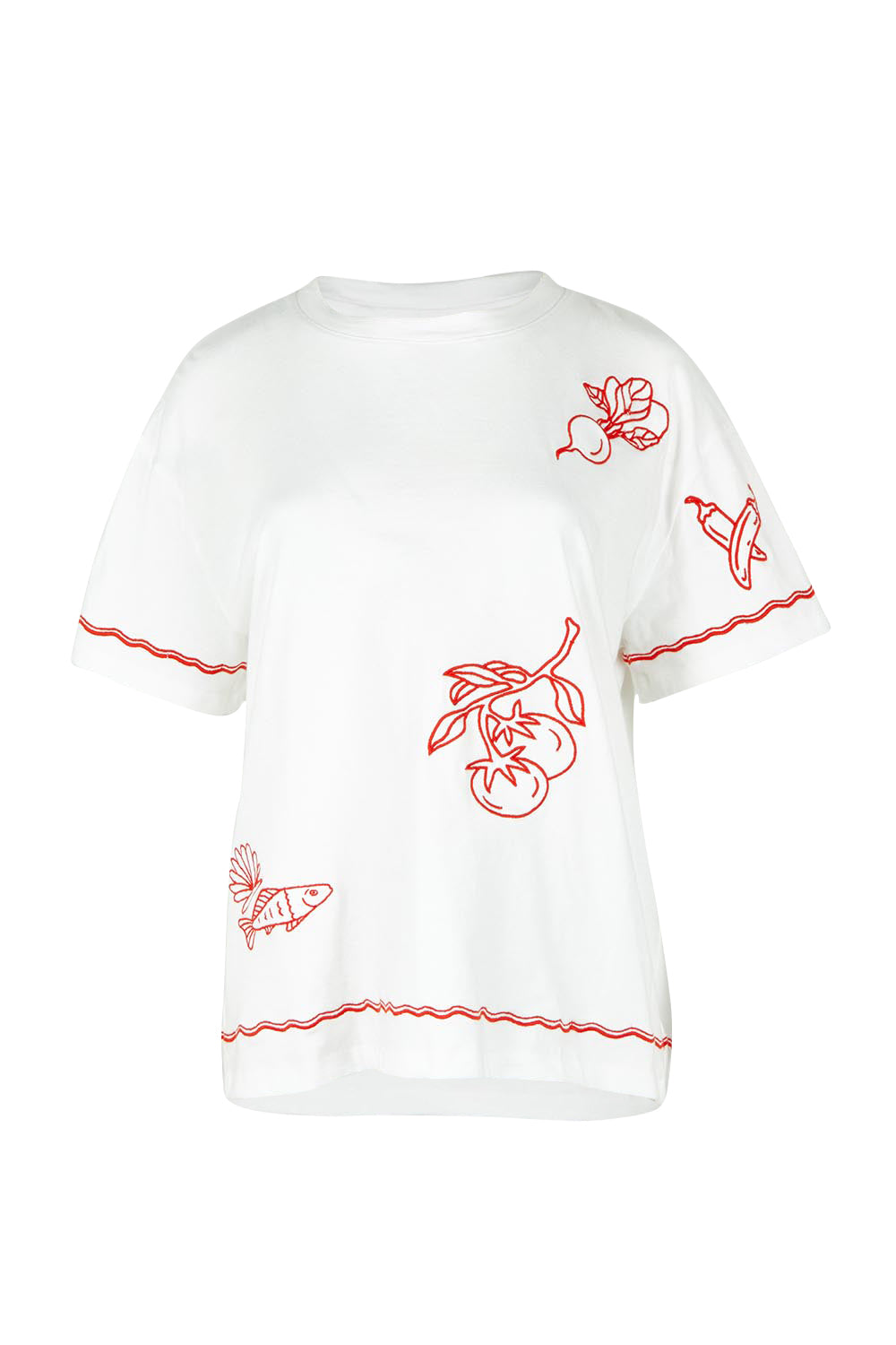 Product shot of the Paradise Cotton Tee in colour Vintawhite (White), from the front