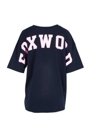 Product shot of the Interval Cotton Tee in colour NavyPink (Blue), from the back