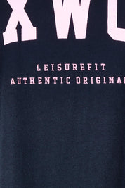 Product shot of the Interval Cotton Tee in colour NavyPink (Blue), detail