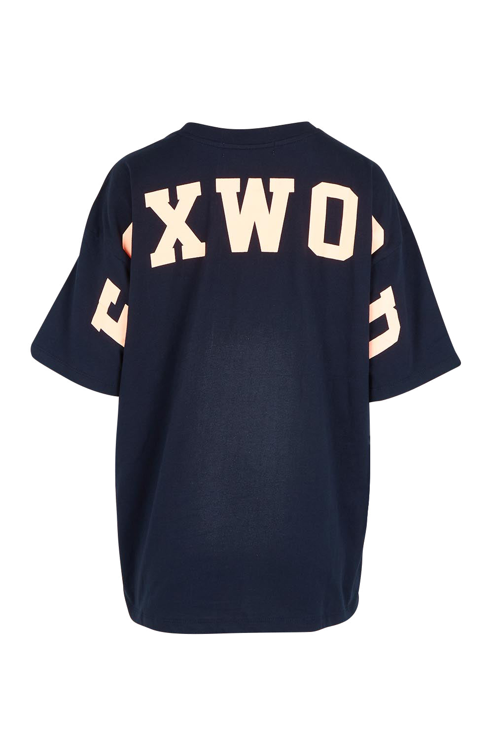 Product shot of the Interval Cotton Tee in colour Navy (Blue), from the back