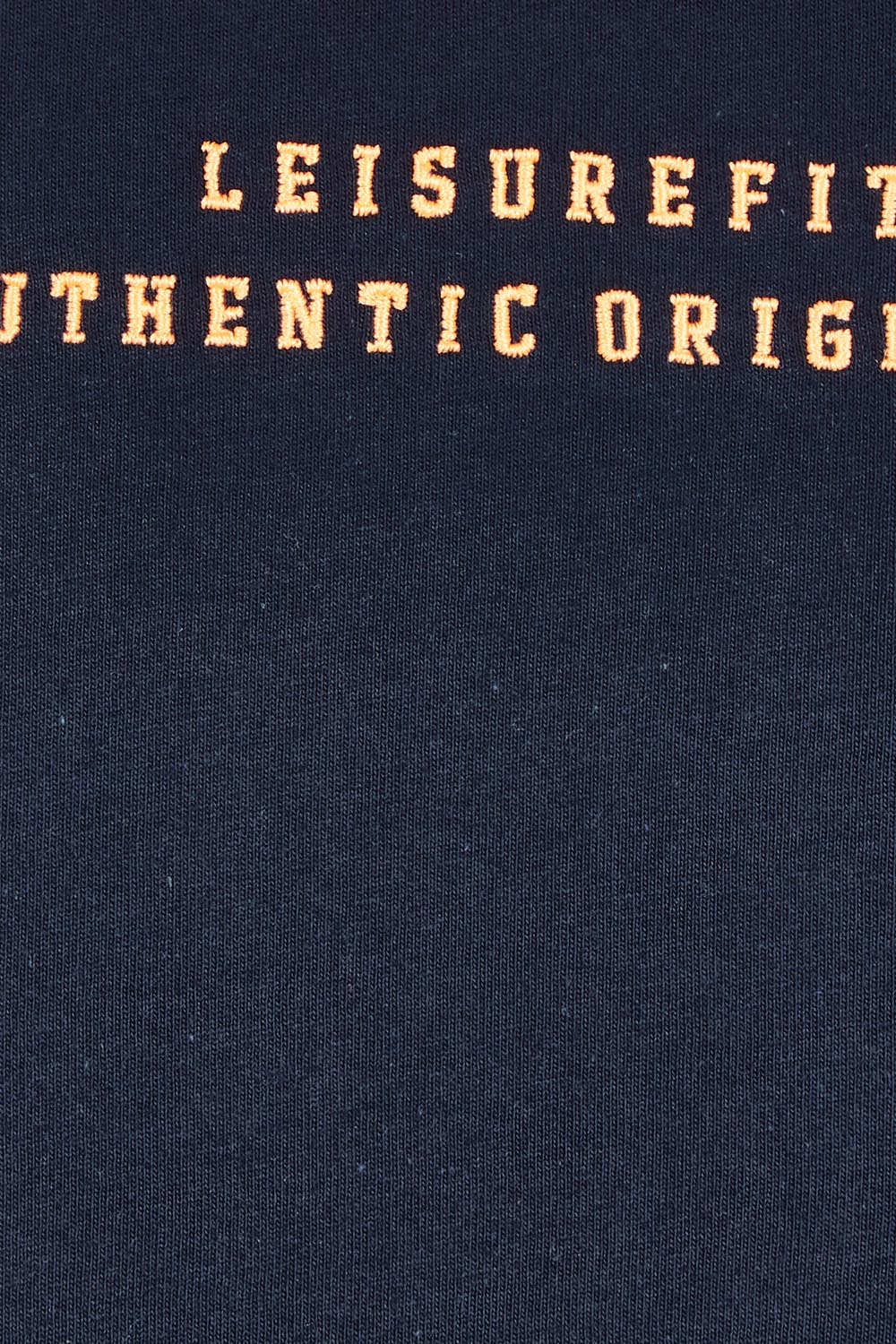 Product shot of the Interval Cotton Tee in colour Navy (Blue), detail