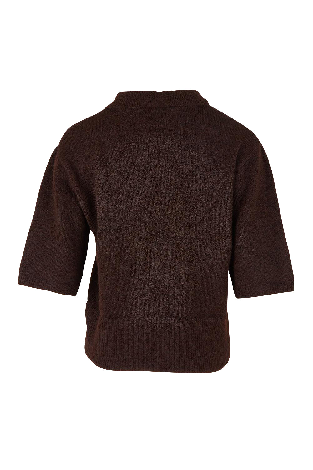 Product shot of the Fernie Button Knit in colour Coffeebean, from the back