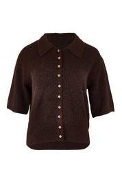Product shot of the Fernie Button Knit in colour Coffeebean, from the front