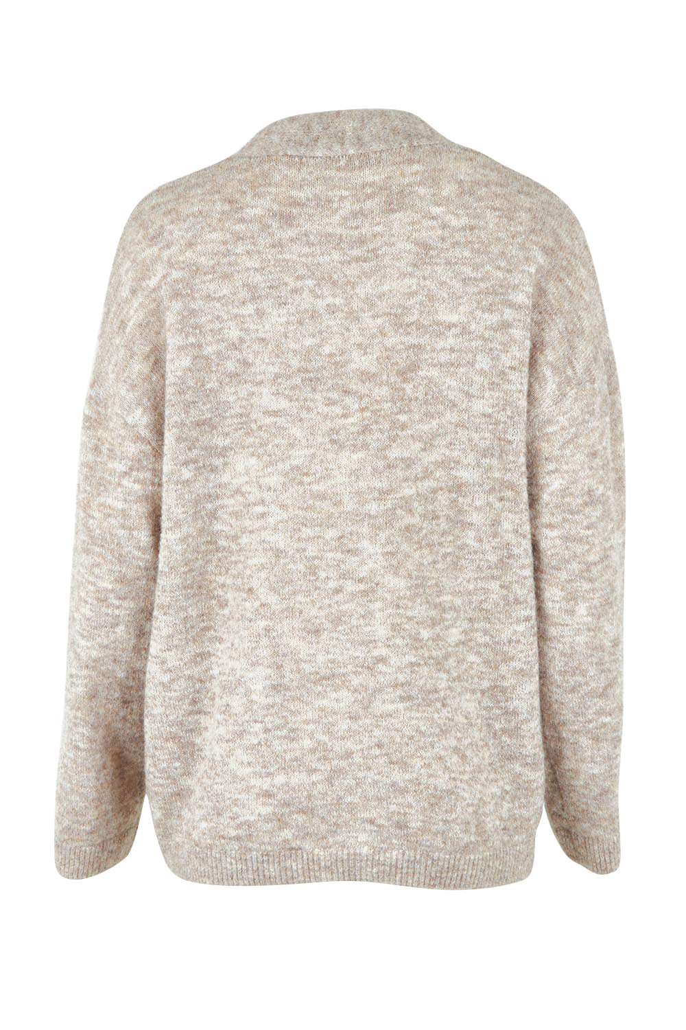 Product shot of the Emarie Cardi in colour Oatmeal, from the back