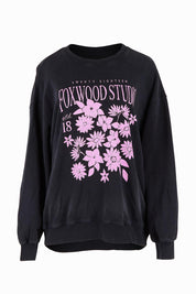 Product shot of the Floret Crew in colour Black (Black), from the front