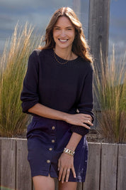 A model wearing the Blair Ls Knit in colour Black (Black), from the front, showing the whole outfit