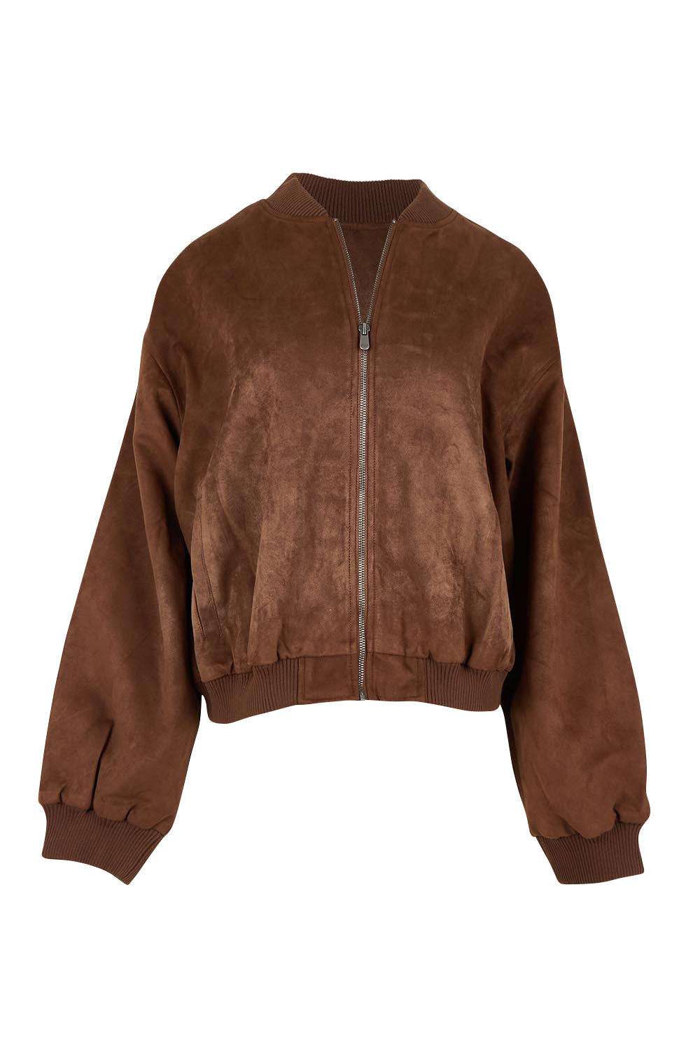 Evie Faux Suede Bomber – Chocolate