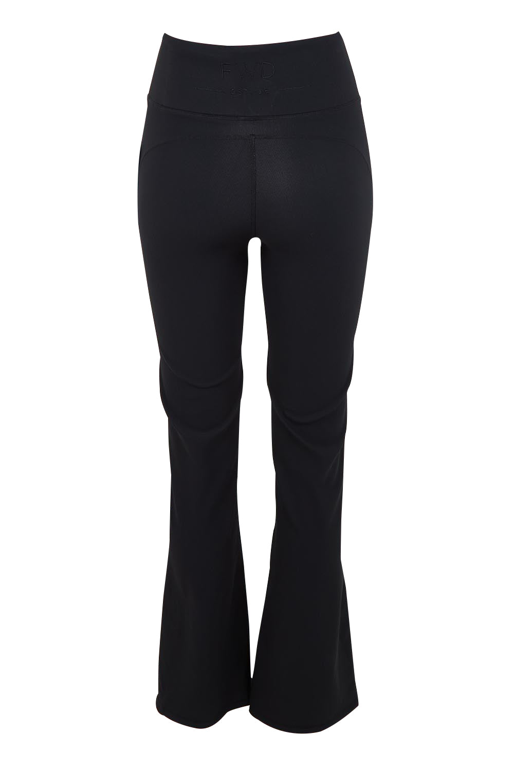 Product shot of the Elements Luxe Rib Pant in colour Black (Black), from the back