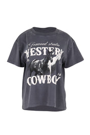 Product shot of the Tex Cotton Tee – Black in colour Black, from the front