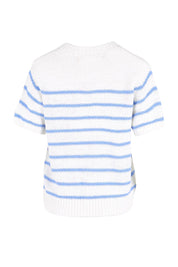 Product shot of the Blair Stripe Short Sleeve Knit – Whitestrip in colour Whitestrip, from the back