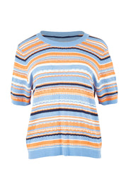 Product shot of the Bronte Stripe Top – Deepblue in colour Deepblue, from the front