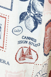 Product shot of the French Riviera Pant – Frenchprint in colour Frenchprint, showing detail